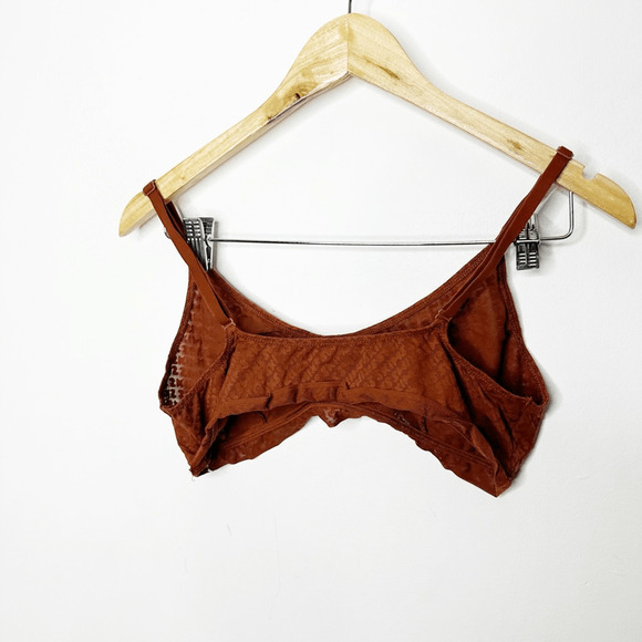 Skims Mesh Logo Bralette Saffron Semi Sheer Wireless Womens size XL - Picture 5 of 7